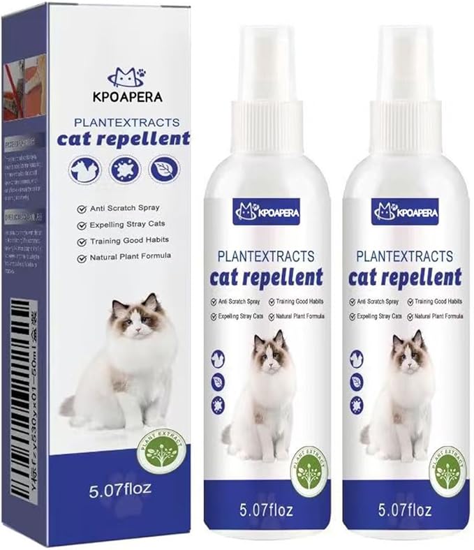 Cat Deterrent Spray – Natural, Non-Toxic Anti-Scratch Spray for Cats & Kittens – Indoor & Outdoor Pet Training Aid – Furniture & Carpet Protector(2pc)