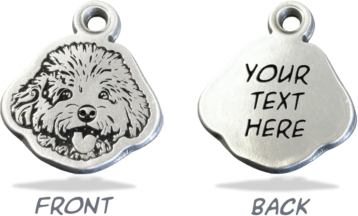 Personalized Pet Portrait Memorial Necklace - Stainless Steel Custom Engraved with Photo, Name & Date, Keepsake Jewelry Gift for Dog Mom, Cat Dad, Animal Lovers (Adjustable Chain)