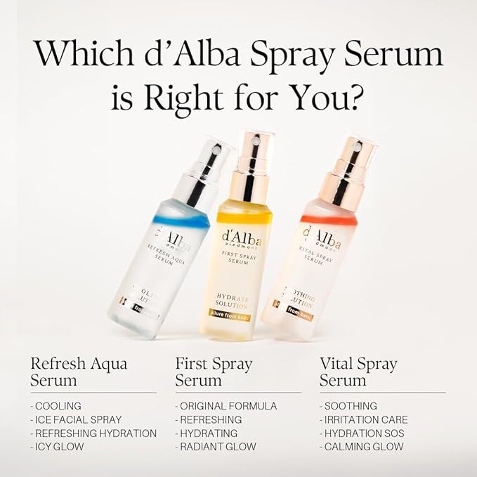 d'Alba Official White Truffle Spray Serum, 3 Solutions, Gift Set (1.76 fl oz (52 ml) x 3ea), Stocking Stuffers, Vegan Skin Care, Glow Serum for Radiant Skin, All In One Mist, Korean Skin Care