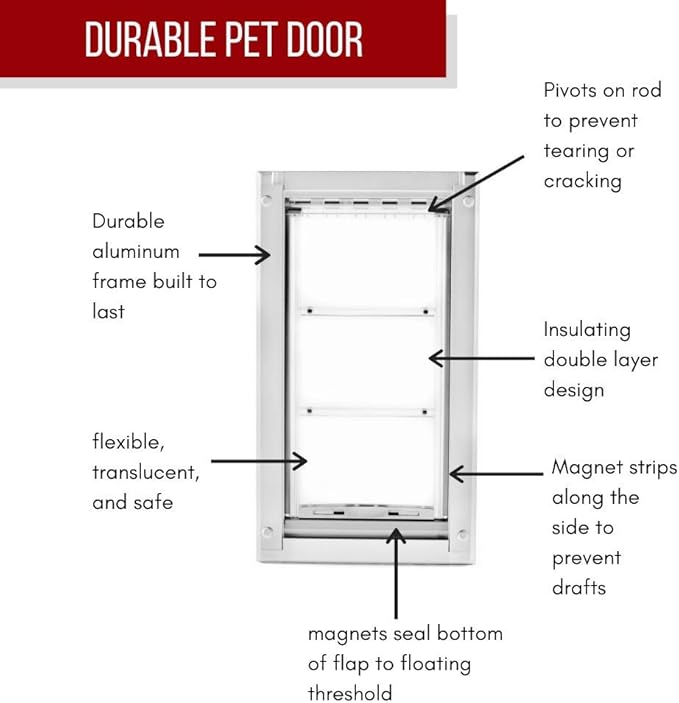 Endura Flap Giant Dog Door for Doors | Designed for Big & Tall Dog Breeds | Insulated Flap for Energy Efficiency | Weather-Resistant & Secure Aluminum Frame | White, Extra Large, Single Flap