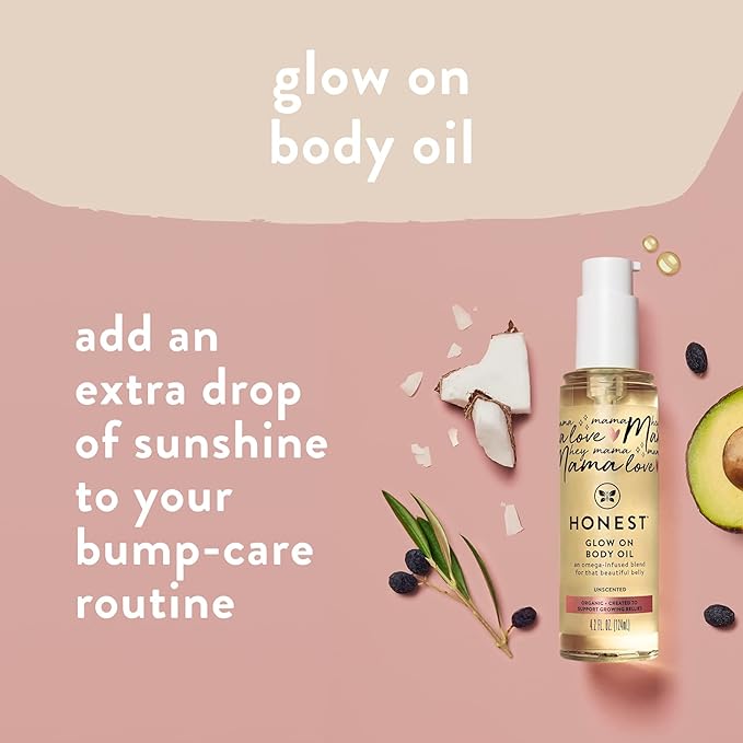 The Honest Company Mama Body and Belly Bump Love Bundle, Moisturizing Plant Based Oil and Stretch Mark Butter Cream
