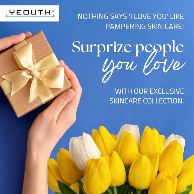 YEOUTH Skin Care Set: Hyaluronic Acid Serum for Face, Vitamin C Serum, Facial Toner, Under Eye Gel, Face Cream, Valentine’s Day Skincare Gift Set for Women & Men 5-Piece