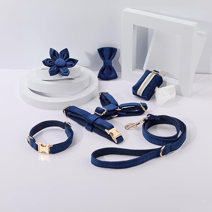 PETDURO Personalized Dog Collars Fancy Velvet with Custom Name Engraved for Large Medium Boy Girl Dog - Multi-Colors - Leash, Bow Tie, Harness and Poop Bag Holder Available - Metal Buckle (M)