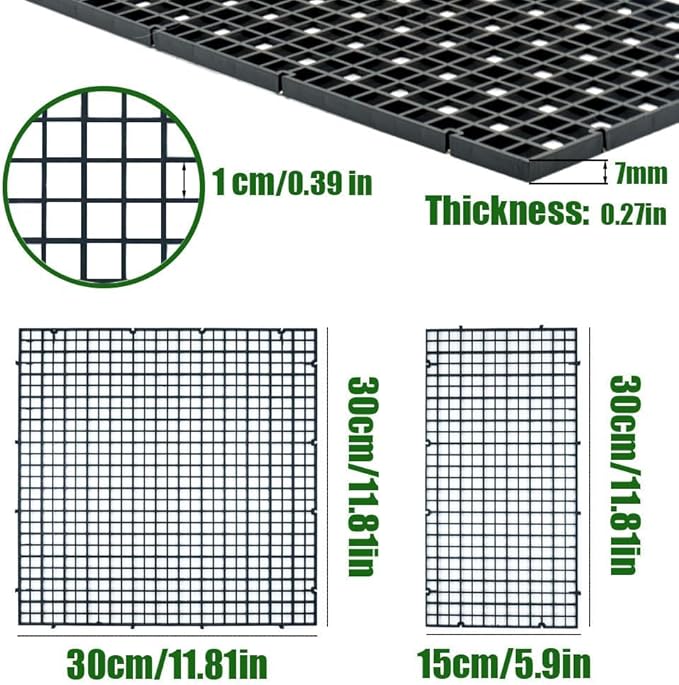 LINLAN 12 Pieces 11.8x11.8in (30X30cm) Aquarium Grid Plastic, Fish Tank Divider, Egg Crate for DIY Filtration and Bottom Protection in Aquascaping (White-No Accessories)