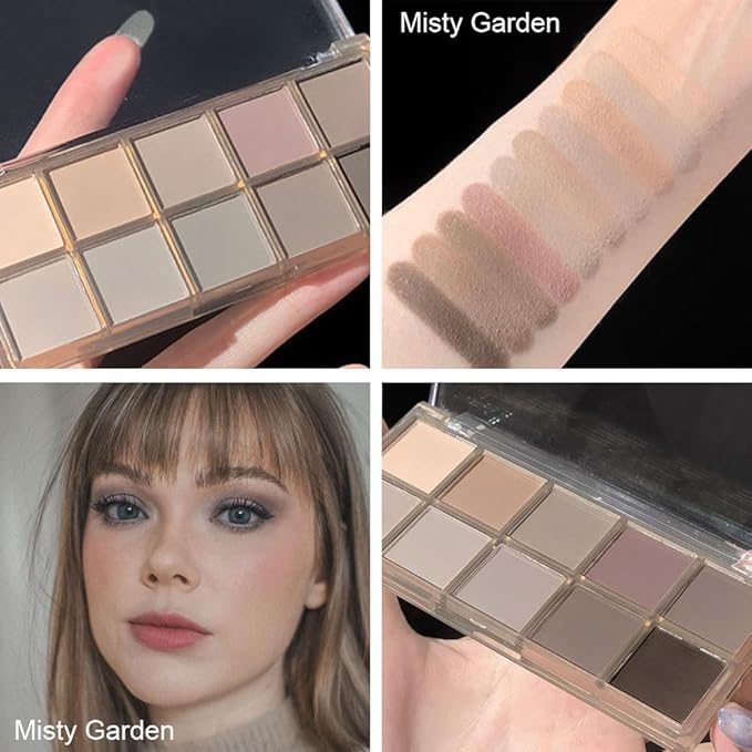 evpct 10 Colors Matte Nude Eye Shadow Palette Makeup for Older Women, Nude Brown Pink Cocoa Taupe Mauve Neutral Matte Cream Smokey Mini Eyeshadow Palette for Blue Green Eyes, Contour Makeup Palettes 4