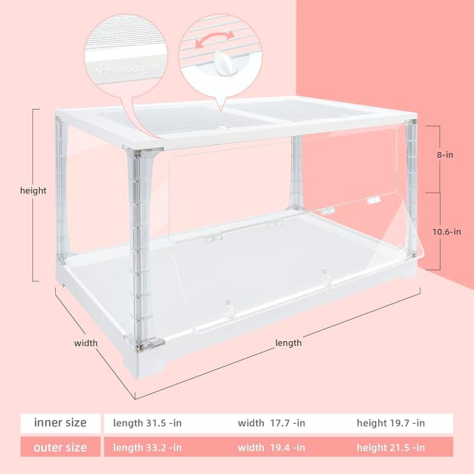 Niteangel Stacker Series Hamster Cage - Stackable & Large Glass Enclosure for Hamster Gerbils Mice Lemming Degus or Other Small-Sized Pets
