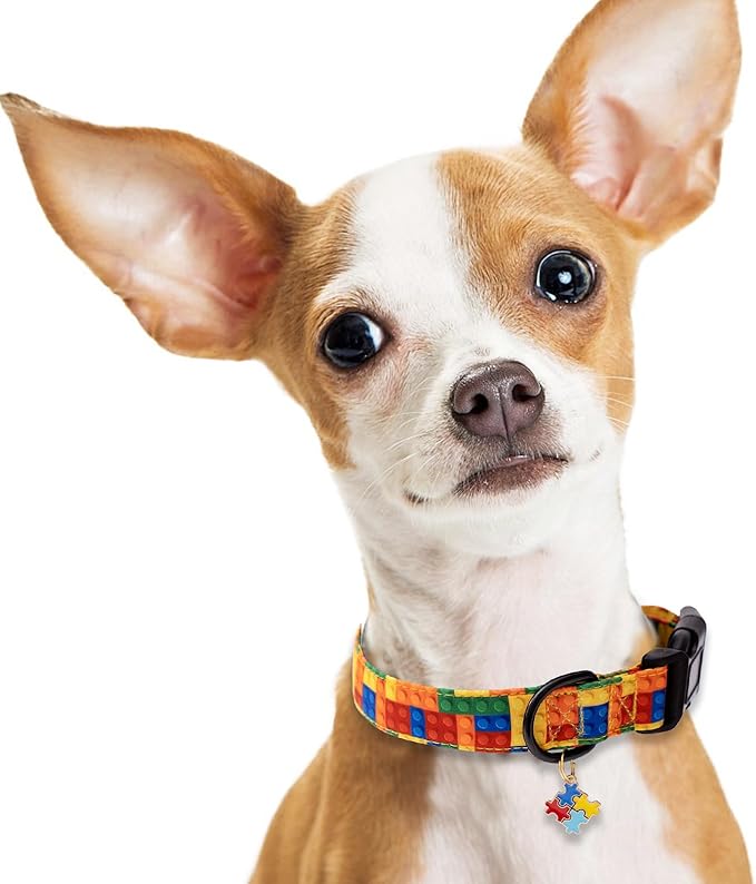 Faygarsle Dog Collar for Small Medium Large Dogs Colorful Puppy Collars for Female Dogs Toy Building Blocks Patterned Pet Collars for Summer Spring Wedding Puppy Girl Dog Collar S