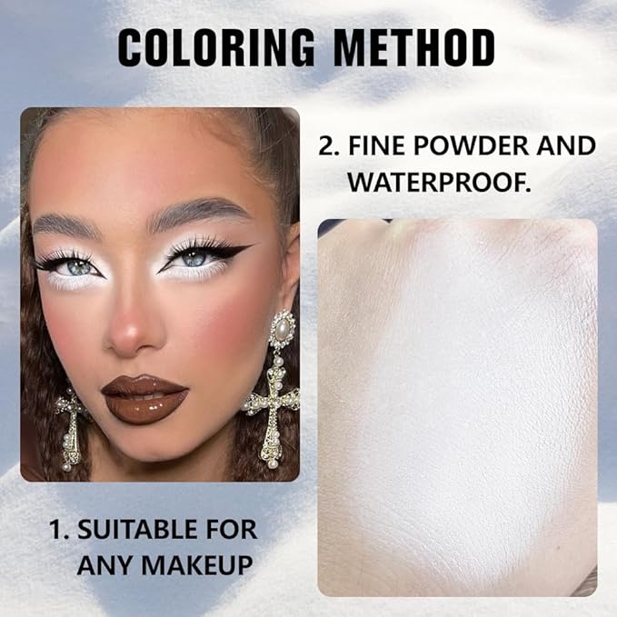evpct Matte White Eyeshadow Singles, White Matte Cream Powder Eye Shadow Palette Makeup for Older Women, High Pigment Waterproof Monochrome Mini Eyeshadow Palette, sombra de ojos