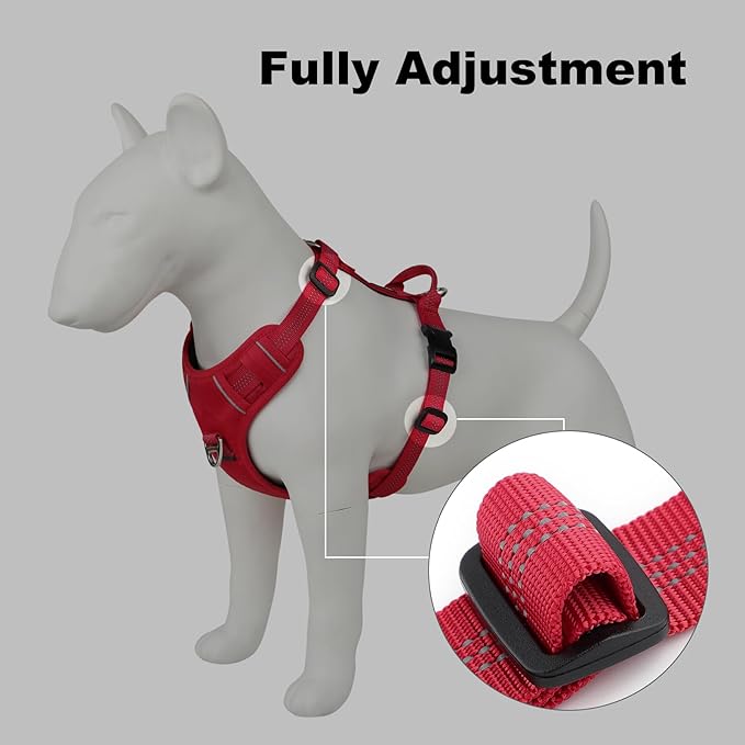 Plutus Pet No Pull Dog Harness, Reflective Adjustable Dog Vest Harness with Handle, Escape Proof, Soft Padded for Small Medium Large Dogs (Red, S)