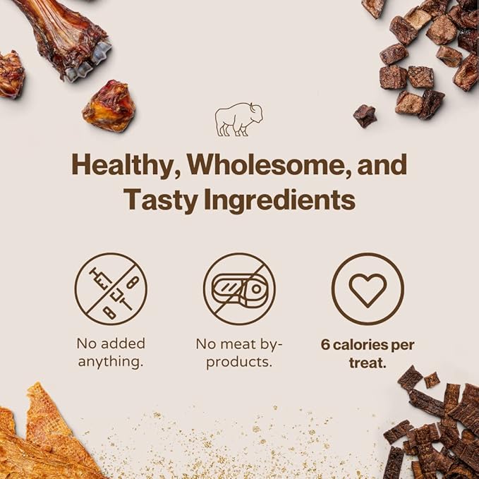 Bison Cubes Dog Treats - All Natural, Vet Approved, Single Ingredient, Grain Free, Healthy & Nutritious Treats for Dogs (Bison Lung, 5oz)