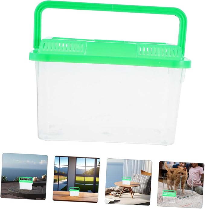YARNOW Portable Mini Plastic Fish Tank Clear Terrarium for Betta Fish Turtles and Reptiles Stylish Handheld Aquarium with Design for Pet Care and Observation
