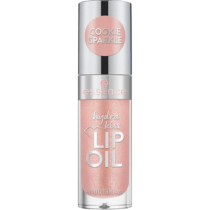 essence | Hydra Kiss Lip Oil |Intense Hydration & Glossy Finish | Infused with Hyaluronic Acid, Vitamin E & Jojoba Oil | Vegan & Cruelty Free (09 | Cookie Sparkle)