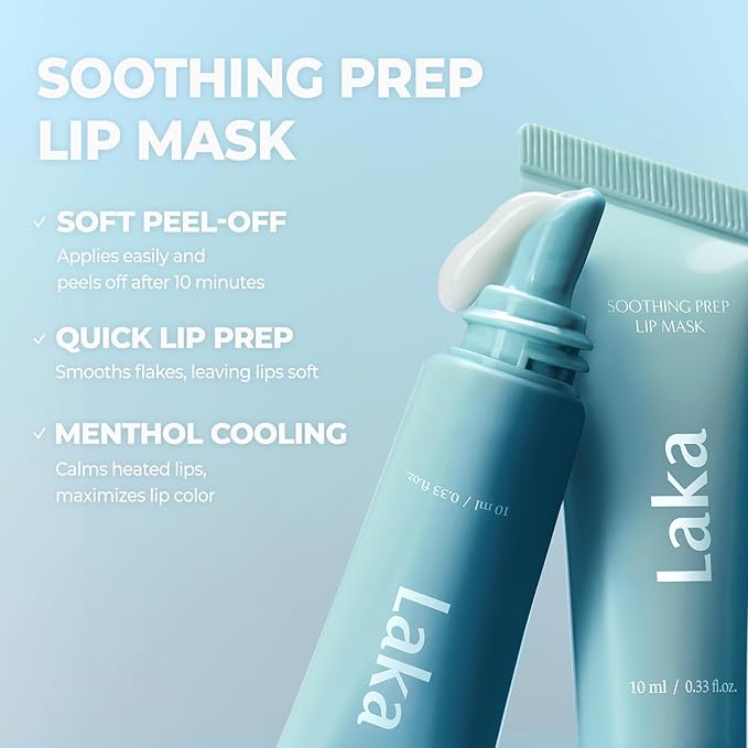 Laka Soothing Prep Lip Mask, 10ml/0.33 fl.oz, Cooling Peel-Off Lip Mask, Gentle Daily Exfoliator for Lips, Hygienic & Easy Application, Daily Lip Care, K-Beauty