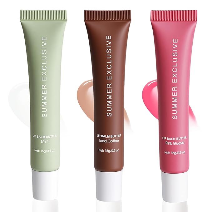 3 color Summer Exclusive Lip Balm Butter,Tinted Lip Balm,Nourishing Lip Gloss with Natural Ingredients for Women and Girls,Soothes & Softens Dry Lips,Lip Care Gift Set for Birthday Christmas.