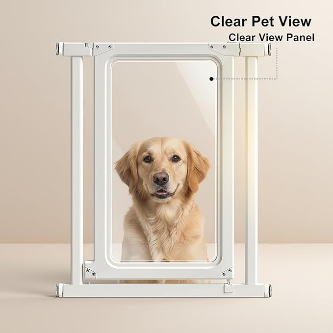 Dog Barrier Stopper Gate Pet Gate Playpen for Stairs Doorways Hallways Pressure Mounted Easy Install 27.4"-29.9" Adjustable Extra Wide Indoor to Step Over, 32.7" Tall (Large)