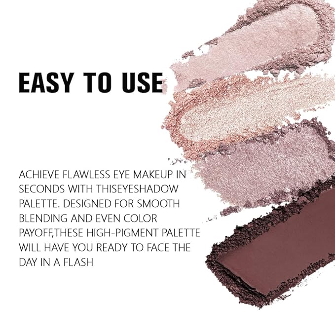 4 Colors Dark Brown Champagne Rose Gold Eye Shadow Powder Palette Makeup, Neutral Matte Shimmer Cream Quads Eyeshadow Palette for Women Highly Pigmented Waterproof, paleta de sombras de ojos 11