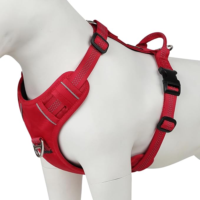 Plutus Pet No Pull Dog Harness, Reflective Adjustable Dog Vest Harness with Handle, Escape Proof, Soft Padded for Small Medium Large Dogs (Red, L)