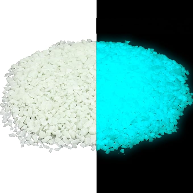 Wesiti Glow in The Dark Gravel, Fluorescent Glow in The Dark Rocks Decorations Fish Tank Rocks Decorative Aquarium Gravel Stones for Garden Room Planter Aesthetic, 300g/ 0.66lb (Blue Green, 3-5 mm)