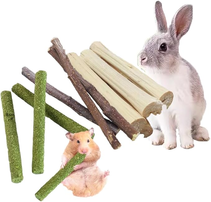 Types of Combined Chew Toys Molar Sticks Sweet Bamboo Apple Branch Timothy Grass for Pets Chinchilla Squirrel Gerbil Hamster Squirrel Guinea Pigs 140 Grams