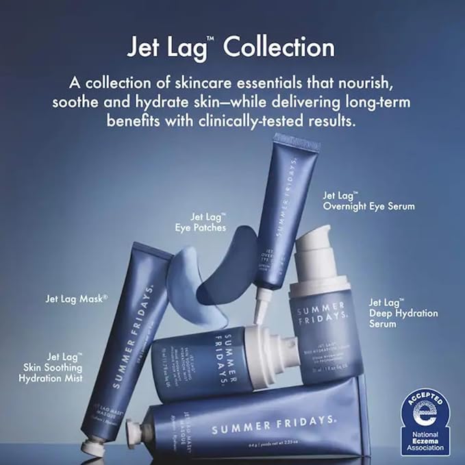 Summer Fridays Jet Lag Under Eye Patches - Hydrating & Depuffing Hydrogel Eye Masks with Caffeine & Peptides to Soothe & Refresh the Undereye Area (6 Pairs)