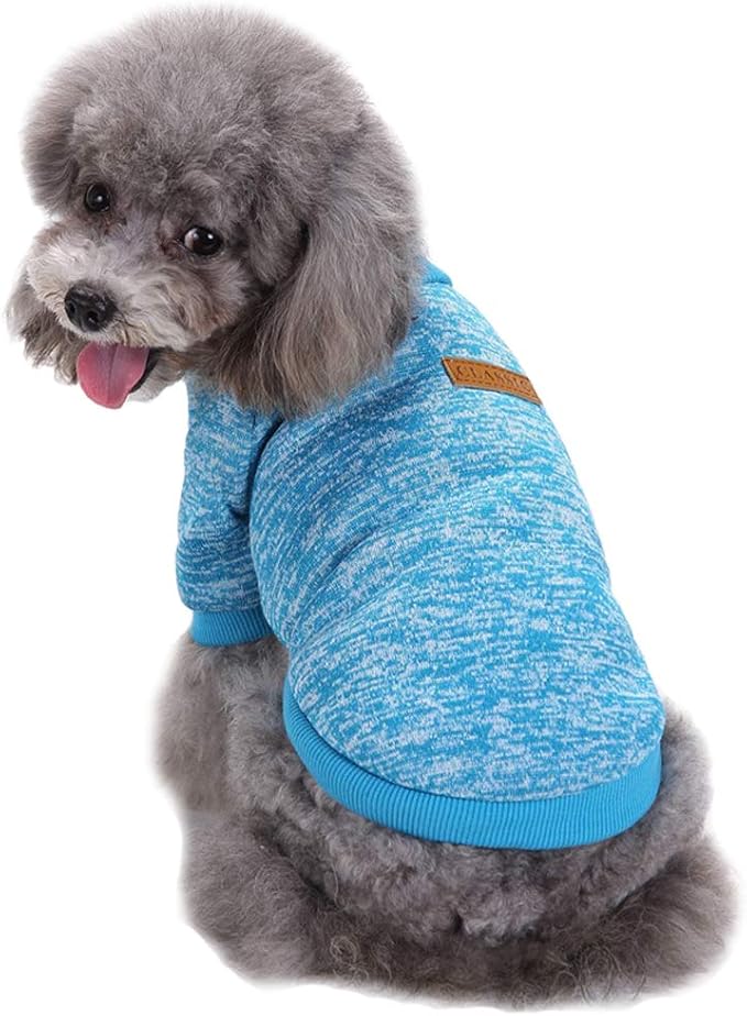 Jecikelon Dog Clothes Dogs Sweater Soft Puppies Clothing Winter Puppy Sweaters Warm Outfit for Dogs Small XXS XS Cat Apparel (Light Blue, XXS)