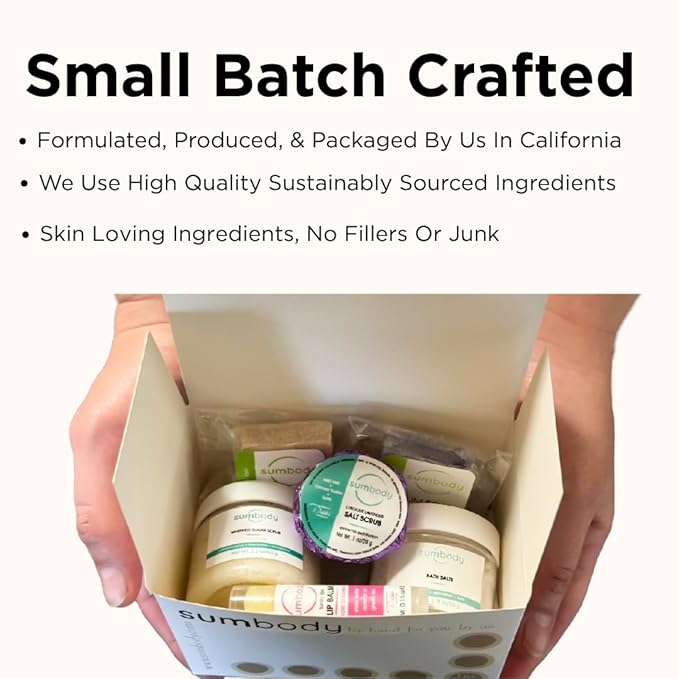 Sumbody USA Made Mini Self Care Gift Set - (6pcs) Men, Women, Teens, All Natural Aromatherapy Body Care Set Skin Care Box, Spa Baskets, Relaxation, Pampering, Christmas Holiday Appreciation Gifts