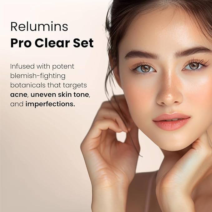 Relumins Pro Clear Skincare Gift Set for Women – Full-Size Acne System w/ Salicylic Acid – Pampering Birthday Gift for Mother, Sister, Girlfriend