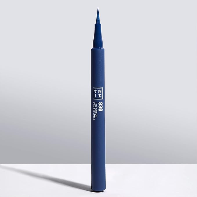 3INA The Color Pen Eyeliner 830 - Ultra Fine Tip 14H Dark Blue Longwear Liquid Liner - Vibrant Color, Matte, Smudgeproof, Flake Proof Eye Makeup - Cruelty Free, Paraben Free, Vegan Cosmetics - Navy