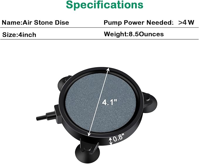 AQUANEAT Aquarium Air Stone Disc 4 inch, Aerator Bubble Diffuser, Air Pump Accessories Airstones for Aquariums, Fish Tanks,Hydroponics,and Ponds