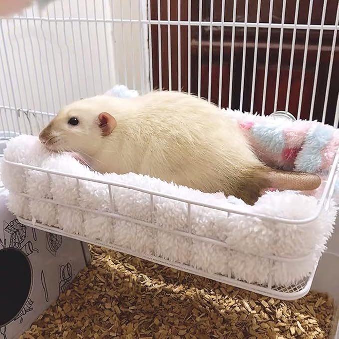 Rat Cage Platform, All-Metal Basket Chew-Proof Design, Chinchilla Toys and Cage Accessories Ledge Ramp fit Ferret, Guinea Pig, Sugar Glider
