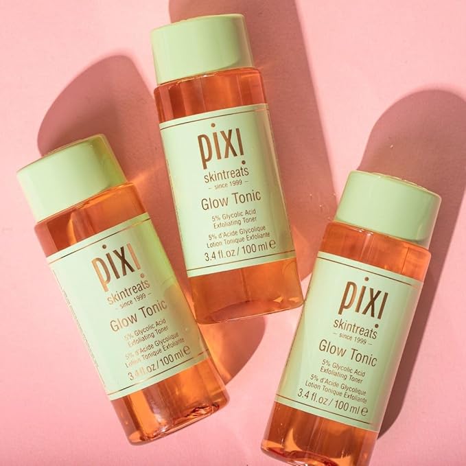 Pixi Glow Tonic Balancing Face Toner Glycolic Acid for Radiant Skin Daily Brightening Toner (3.4 fl oz / 100 ml)