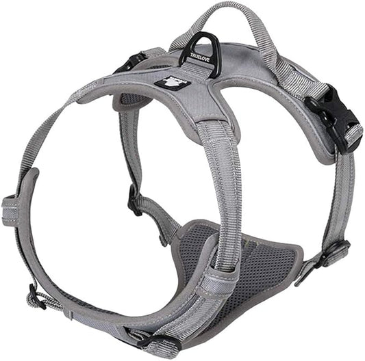 TRUE LOVE Adjustable No-Pull Dog Harness Reflective Pup Vest Harnesses Comfortable Control Brilliant Colors Truelove TLH5651(Gray,M)