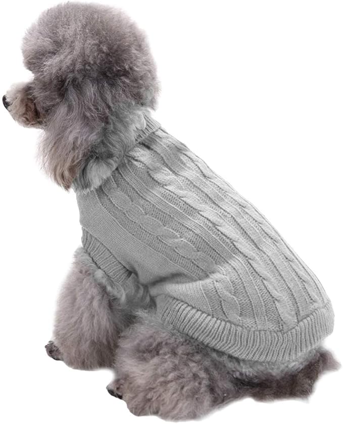 CHBORCHICEN Small Dog Sweaters Knitted Pet Cat Warm Dog Sweatshirt Winter Clothes Kitten Puppy Sweater (X-Small, Grey)