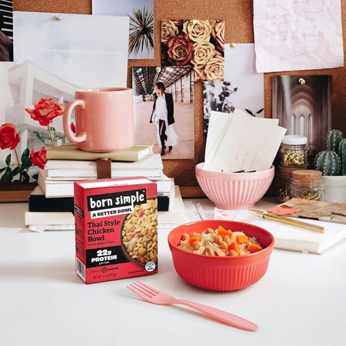 Born Simple Ready to Eat Meals, Variety Pack |Includes Chipotle, Teriyaki, Thai Chicken & Ultimate Mac and Cheese|IMPROVED RECIPE - High Protein, Prepared Meal, Microwavable Entree, 11 oz (Pack of 4)
