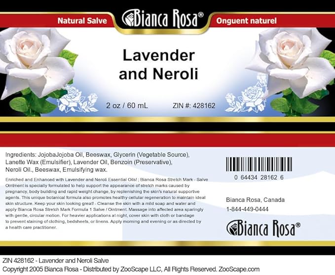 Bianca Rosa Stretch Mark - Salve Ointment Enriched with Lavender and Neroli (2 oz, ZIN: 428162) - 2 Pack