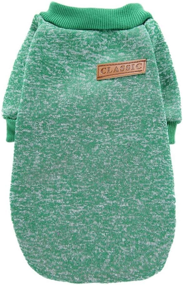 Jecikelon Dog Clothes Dogs Sweater Soft Puppies Clothing Winter Puppy Sweaters Warm Outfit for Dogs Small XXS XS Cat Apparel (Green, S)