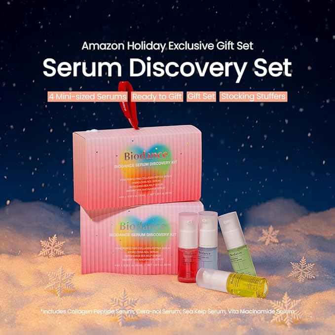 BIODANCE Serum Discovery Set: 4 Mini Serums Set, Korean Skin Care with Collagen Peptide, Ceramide Panthenol, Sea Kelp, Vitamin C Niacinamide, Skin Care Set | 10ml x 4 Serums