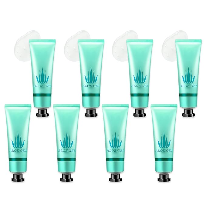 8Pcs Organic Aloe Vera Gel for After Sun Skin Care,Natural Moisturizing Aloe Vera Gel for Face & Body,Easy to Portable Face Moisturizer,Travel Size Pure Vera Aloe Gel for all Skin Types K