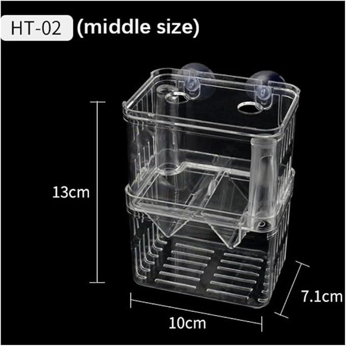 Acrylic Fish Breeding Box for Betta & Peacock Fish - Isolation Tank for Spawning, Hatching & Fry Care(Incubation Box S)