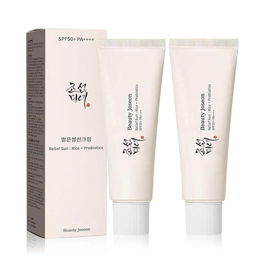 2PCS Organic Korean sunscreen SPF50+, PA++++ Riceand Probiotics | Korean Skin Care Solution for All Skin TypesNourishing Skin Protection and UV Def