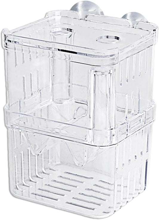 1/2 Fish Breeding Box - Aquarium Breeder Box, Fish Acclimation Box with 2 Suction Cups | Easily Install Fish Isolation Box, Acrylic Aquarium Hatchery Incubator for Baby Fishes Shrimp Betta Guppy