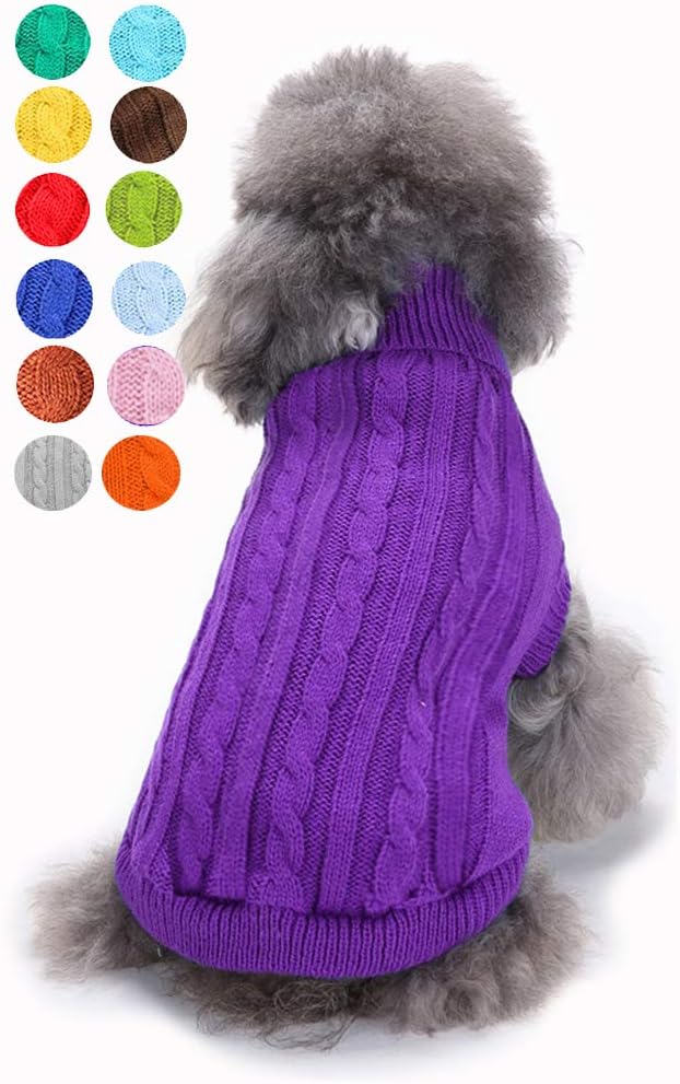 Dog Sweater for Small, Medium, Large Dogs - Warm Winter Turtleneck Pet Clothes for Girls, Boys, Puppies, Cats - Cute Classic Christmas Coat
