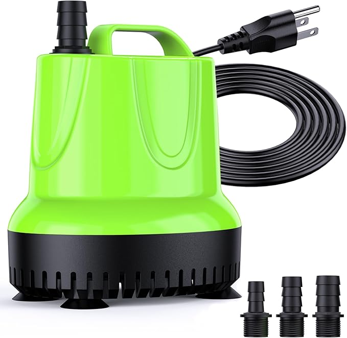 FREESEA Fountain Submersible Water Pump: 330 GPH 25W Small Sump Pump for Outdoor Pond Hydroponic Statuary Waterfall Aquarium Fish Tank