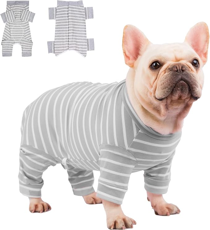 Dog Surgery Recovery Suit, Puppy Cat Onesie for Shedding Skin Disease Wound Protection, Medical Pet Surgical Suit w/Long Sleeve, Dog Pajamas (Grey, X-Large)