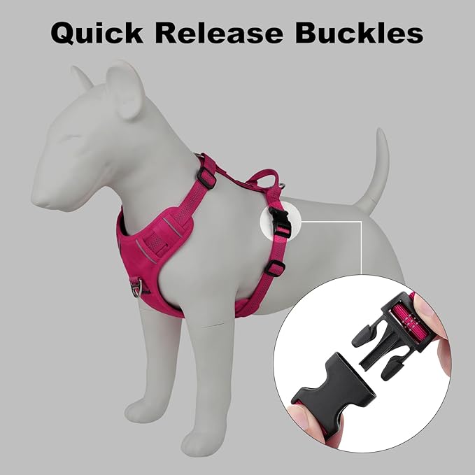 Plutus Pet No Pull Dog Harness, Reflective Adjustable Dog Vest Harness with Handle, Escape Proof, Soft Padded for Small Medium Large Dogs (Hot Pink, S)
