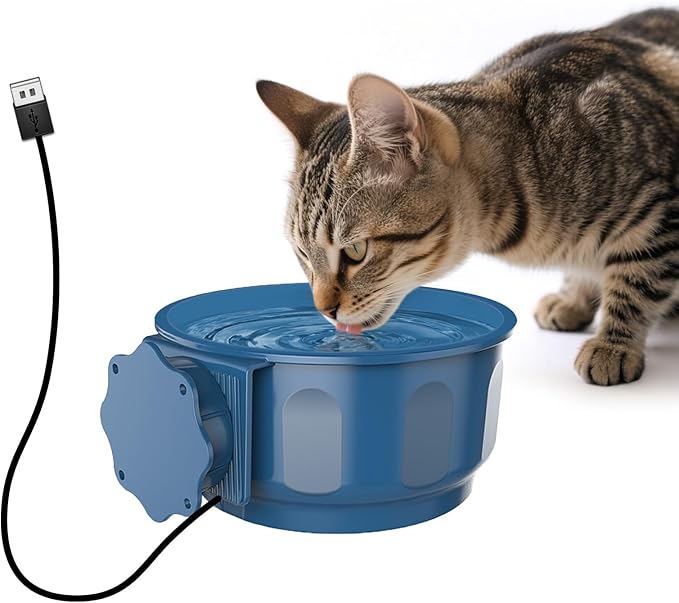 NAMSAN Small Heat Pet Bowl for Cats Rabbits Indoor, 0.6L Heated Water Bowl, Water & Food Thermal-Bowl for Dog Cage, Hanging Kennel Dish, USB Cable, Self-Assembly