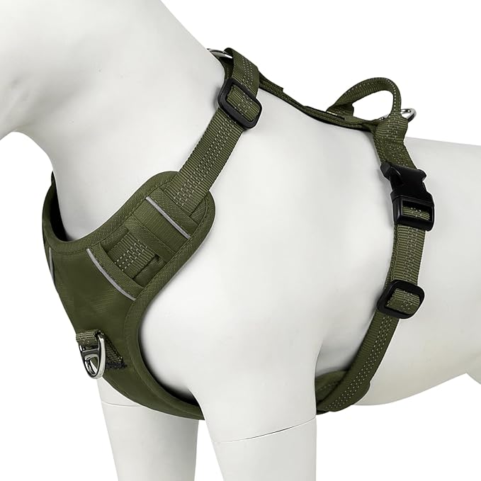 Plutus Pet No Pull Dog Harness, Reflective Adjustable Dog Vest Harness with Handle, Escape Proof, Soft Padded for Small Medium Large Dogs (Ranger Green, XL)