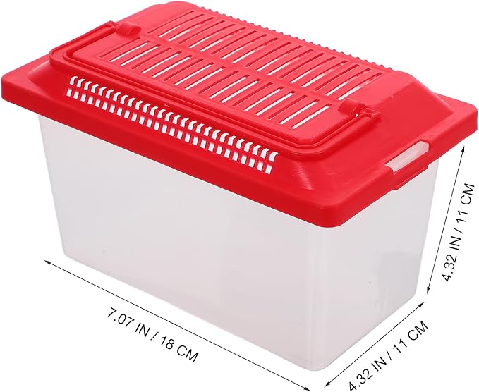 POPETPOP Portable Fish Tank Handheld Transparent Turtle Box Plastic Aquarium for Small Pets Hamsters Reptiles Compact Lightweight Terrarium