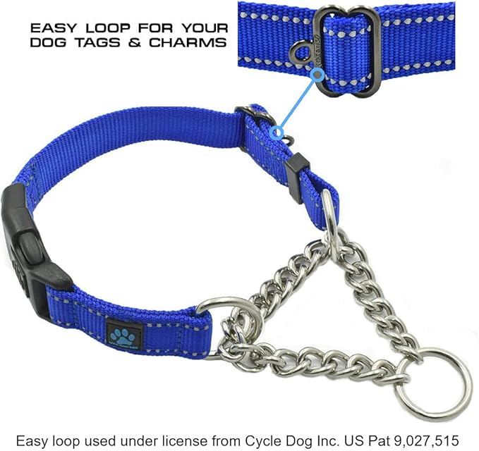 Max and Neo Stainless Steel Chain Martingale Collar - We Donate to a Dog Rescue for Every Collar Sold (X-Small, Pink)