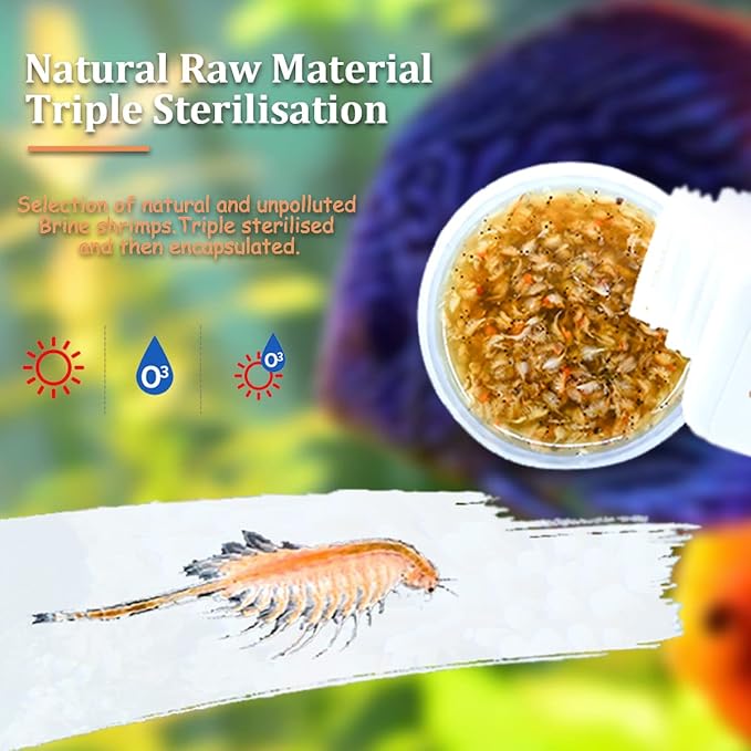 Instant Fish Food - Non-Living Adult Brine Shrimp for Fry/Larvae, Small Fish, Corals, Jellyfish, Seahorses & Invertebrates